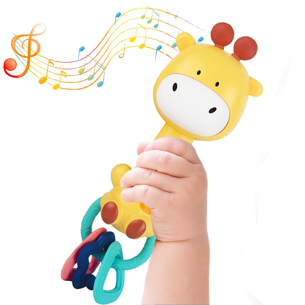Baby Music Rattle, Teething Toys for Infants 6-12-18 Months Toddlers, Light-Up & Chew Sensory Toys