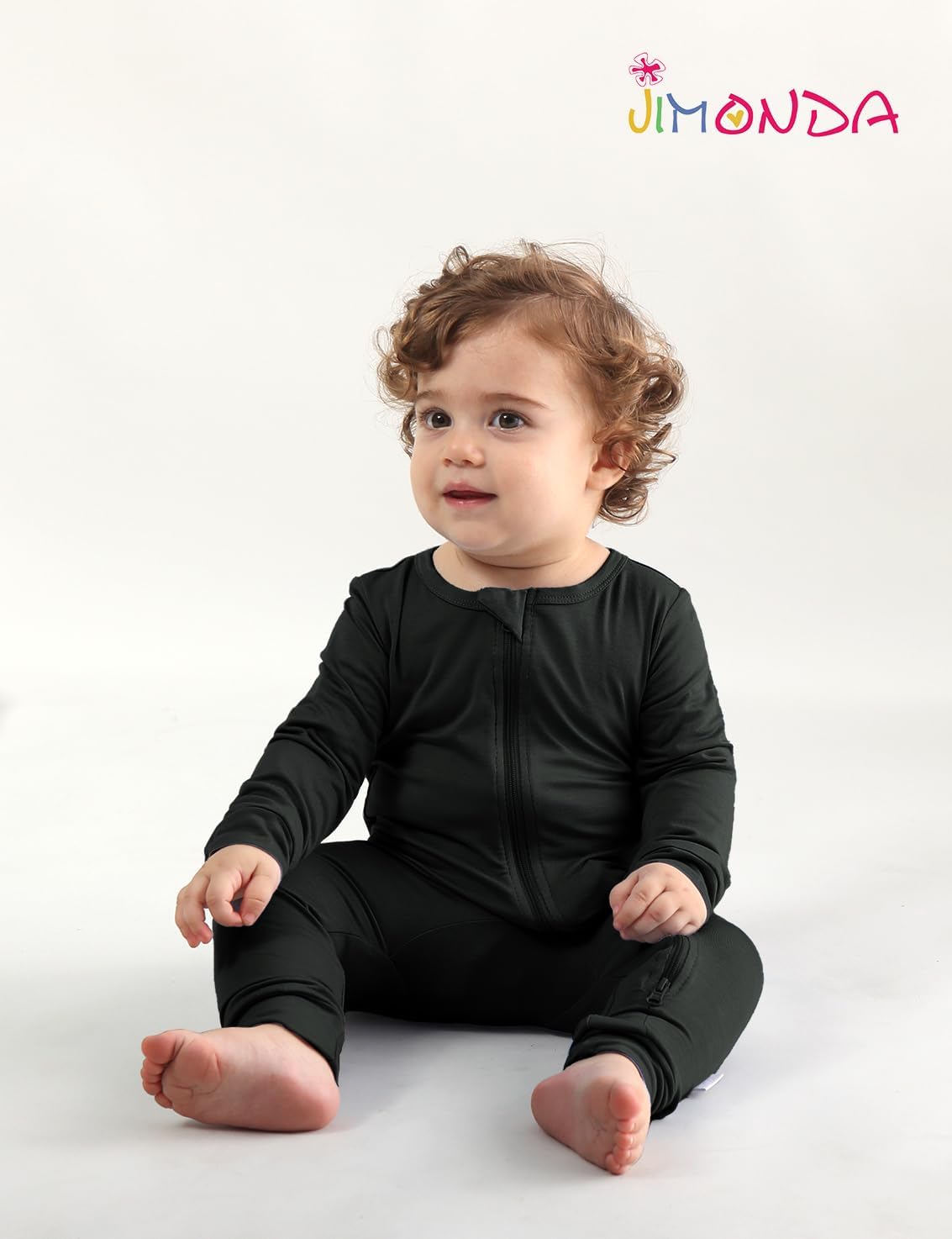 Jimonda Baby Romper Boys Girls Bamboo Pajamas 2-Way Zipper Footless Unisex Long Sleeve Sleepers