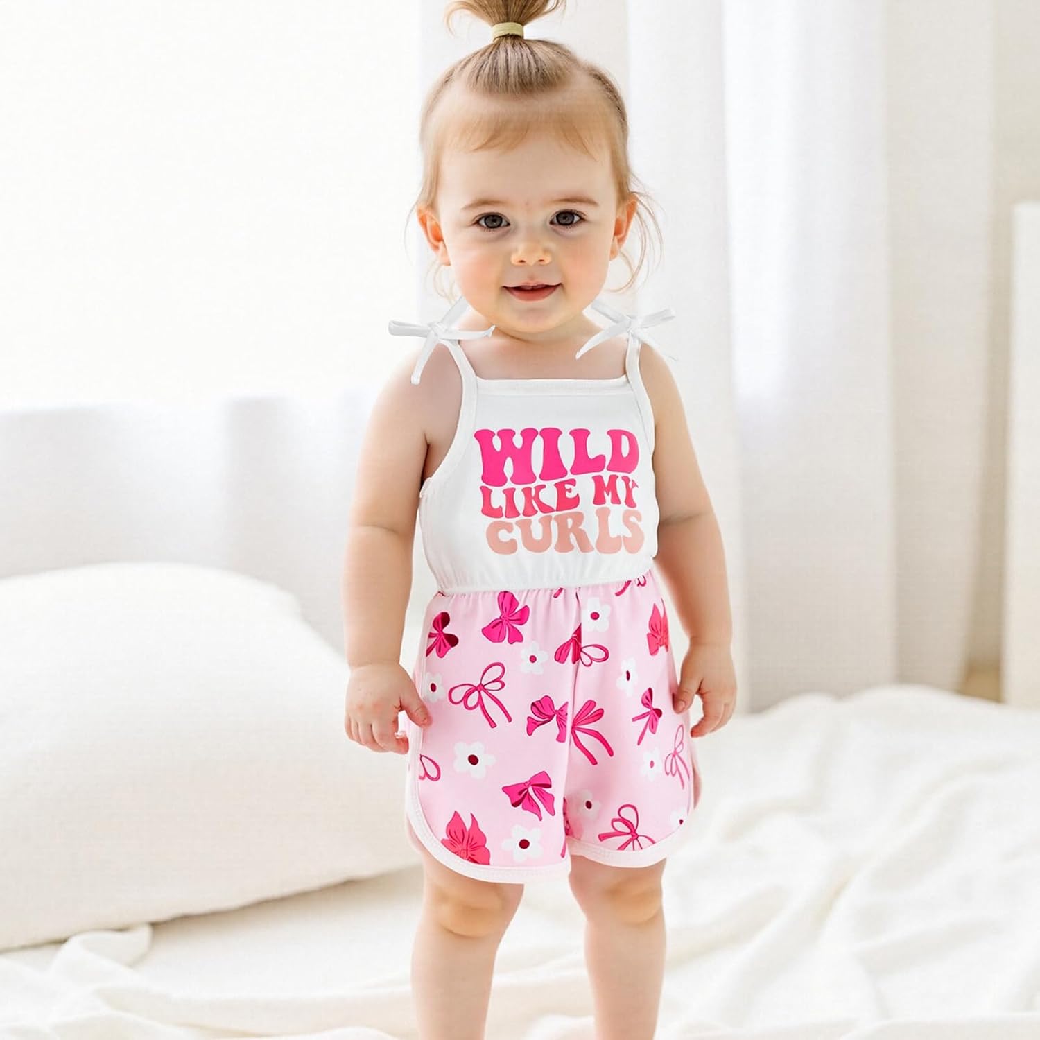 WZTYYDS Toddler Baby Girl Summer Clothes Floral Romper Tie-Up Strap Halter Jumpsuit Infant Summer