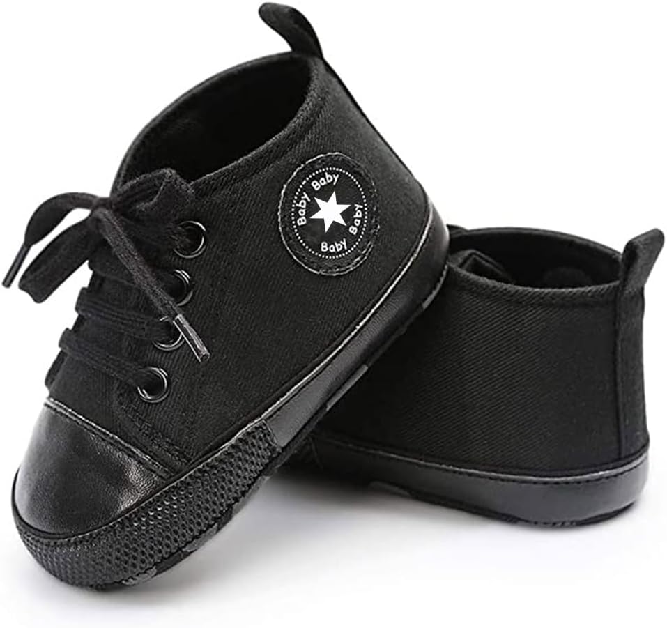 Unisex Baby Girls Boys Canvas High-top Shoes, Newborn Infant Anti-Slip Soft Sole Frist Walking