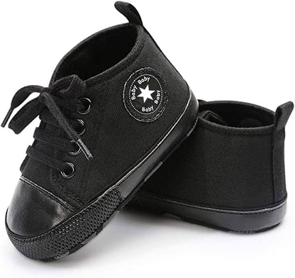 Unisex Baby Girls Boys Canvas High-top Shoes, Newborn Infant Anti-Slip Soft Sole Frist Walking