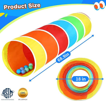 Kids Play Tunnel Tent for Toddlers, Colorful Pop Up Crawl Tunnel Toy for Baby or Pet with