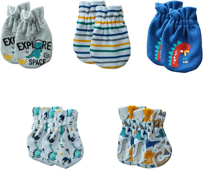 5 Pack Unisex New Born Boy Girls No Scratch Mittens Cotton Soft Baby Gloves Accessory 0-3 Months