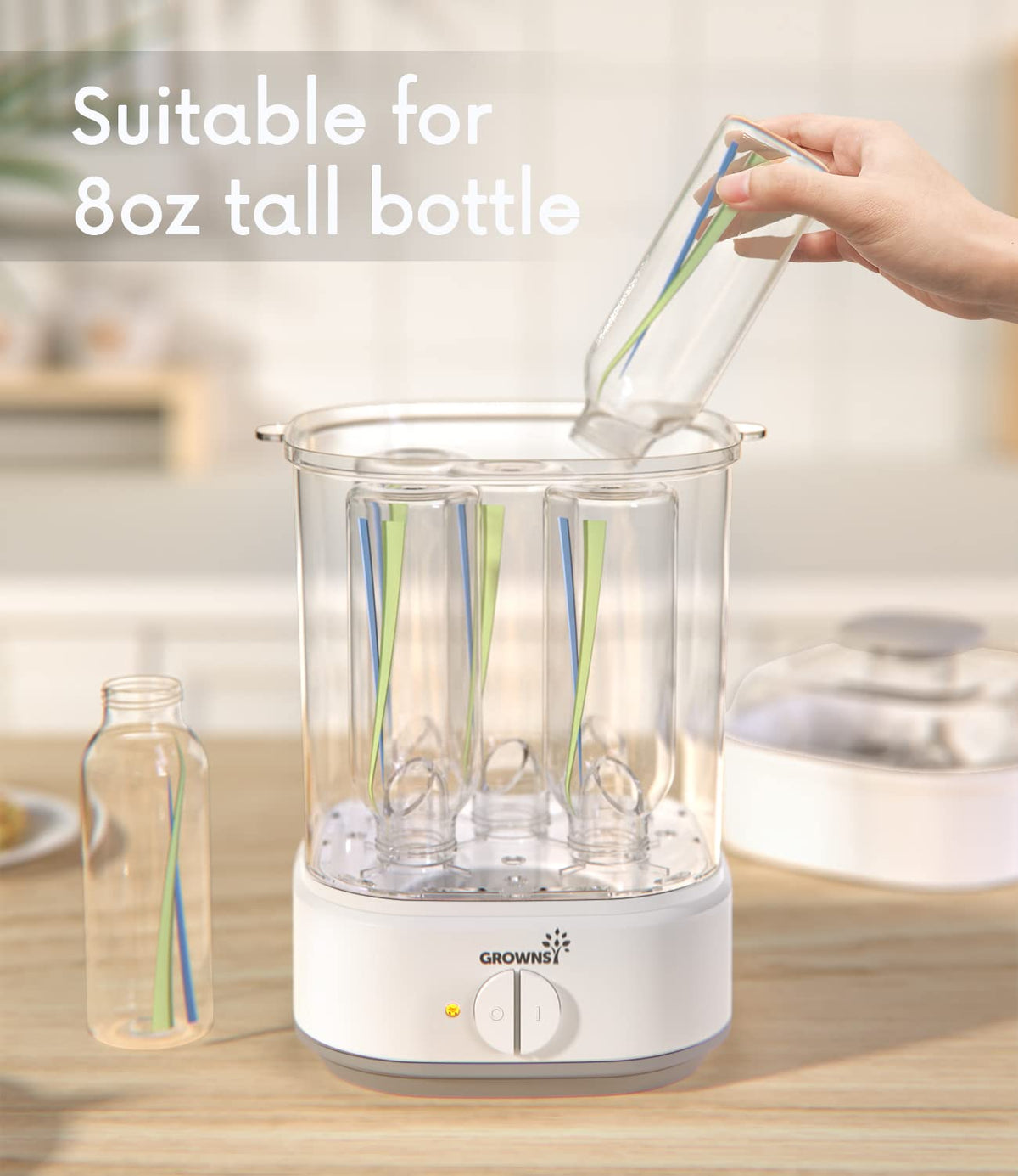 Bottle Sterilizer, Baby Bottle Steam Sterilizer, Electric Baby Bottle Sanitizer with Timer for Baby