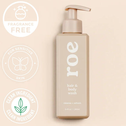 Roe Wellness- Toddler & Baby Body Wash & Shampoo Moisturizing Clean Ingredients | Suitable for