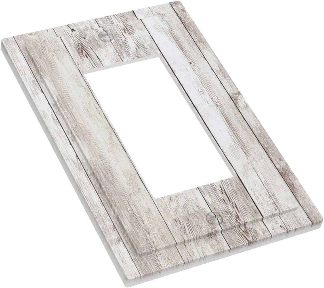 Decorative Outlet Covers Rustic Vintage White Wood Grain 1 Gang Single Rocker Light Switch Cover