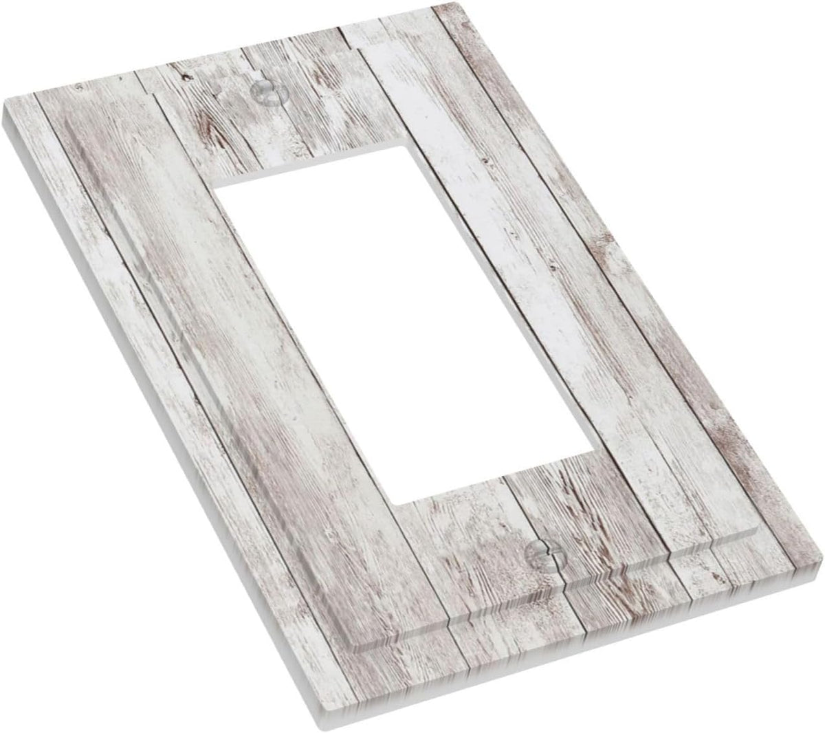 Decorative Outlet Covers Rustic Vintage White Wood Grain 1 Gang Single Rocker Light Switch Cover