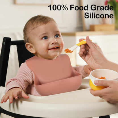 Eascrozn Silicone Bibs for Babies Toddler Set of 3, BPA Free