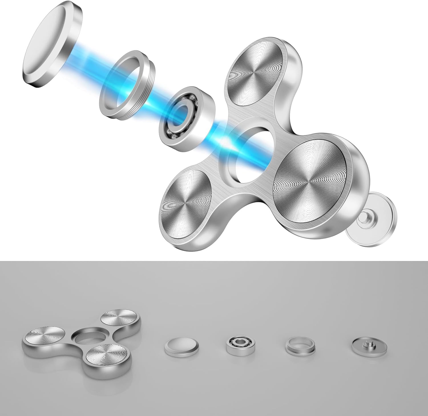 Fidget Spinners Toy, 3-8 Min Spins Time Stainless Steel Bearing Metal Fidget Spinner, EDC ADHD