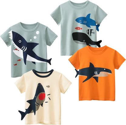 Boys' 4-Pack Excavator Short Sleeve Crewneck T-Shirts Top Tee Size 2-7 Years Toddler Boys' Value