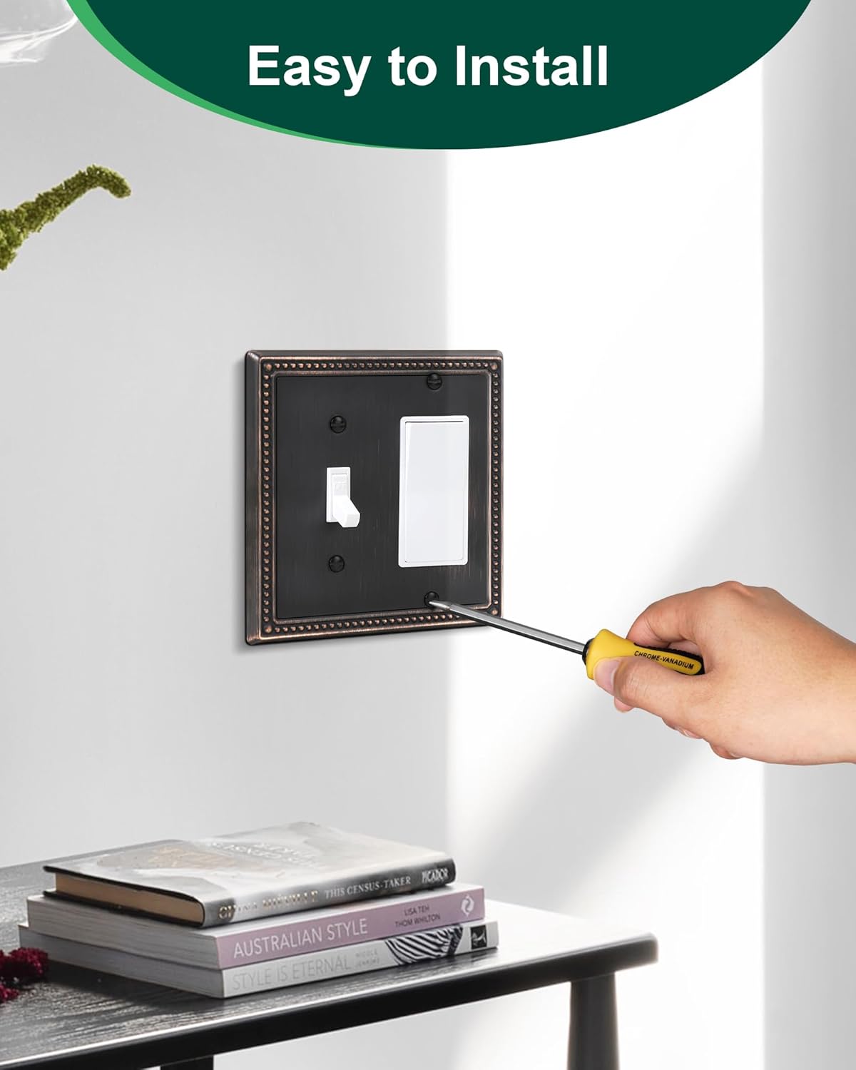 2-Pack Combo Toggle/Decorator Light Switch Cover Plate, Pearls Decorative Electrical Outlet Covers
