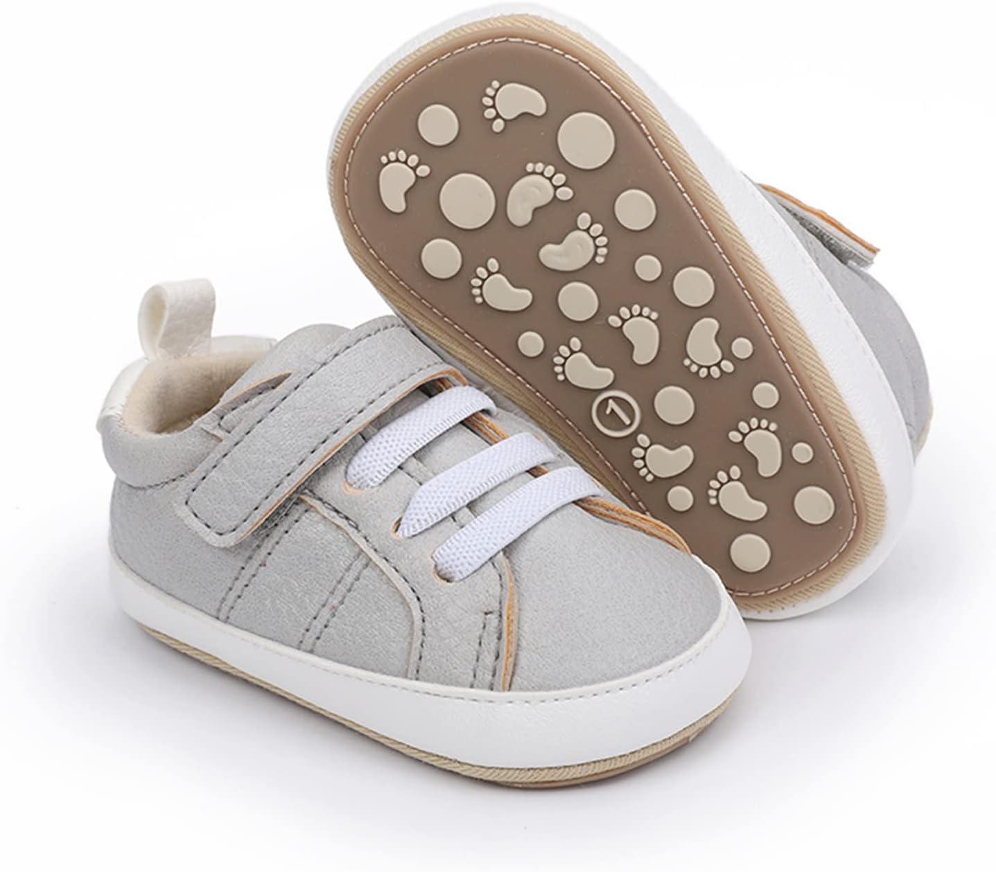 SOFMUO Baby Boys Girls High Top Ankle PU Leather Sneakers Soft Rubber Sole Infant Moccasins Newborn