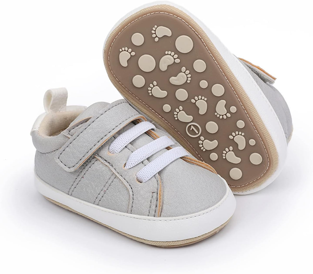 SOFMUO Baby Boys Girls High Top Ankle PU Leather Sneakers Soft Rubber Sole Infant Moccasins Newborn