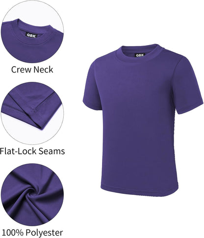 QBK 2T to Youth Neon Shirt Kids UPF 50+ Dry Fit Athletic Short Sleeve Rash Guard T Shirts for Boys