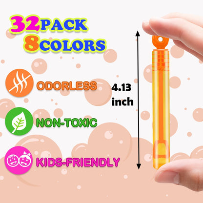 Kids Party Goodie Gift Bag Stuffer Fillers,32 Pack Mini Bubble Wand Toys,Small Halloween Pinata