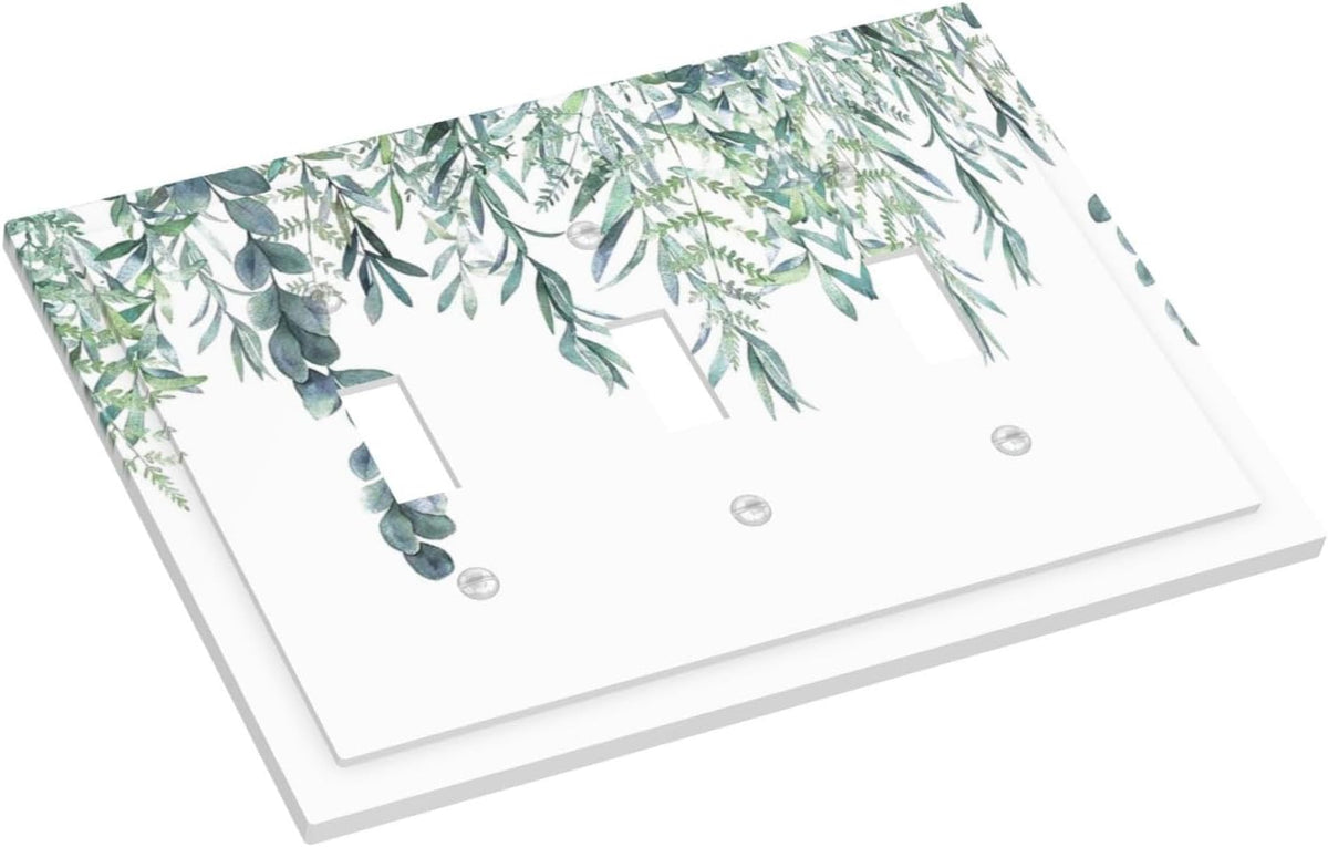 Eucalyptus Leaves Greenery Vine Flowers Simplicity Decorative Switch Plates 3 Gang Wall Plate
