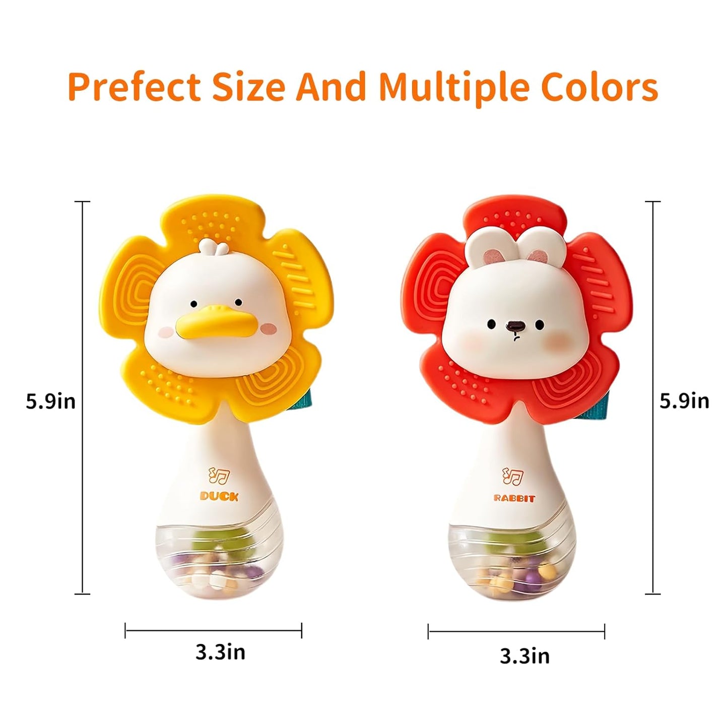 weirtoya 2 PCS Baby Rattles Teething Toys 3-6 Month, Baby Toys for 0-6 Months Infant Toy Sensory