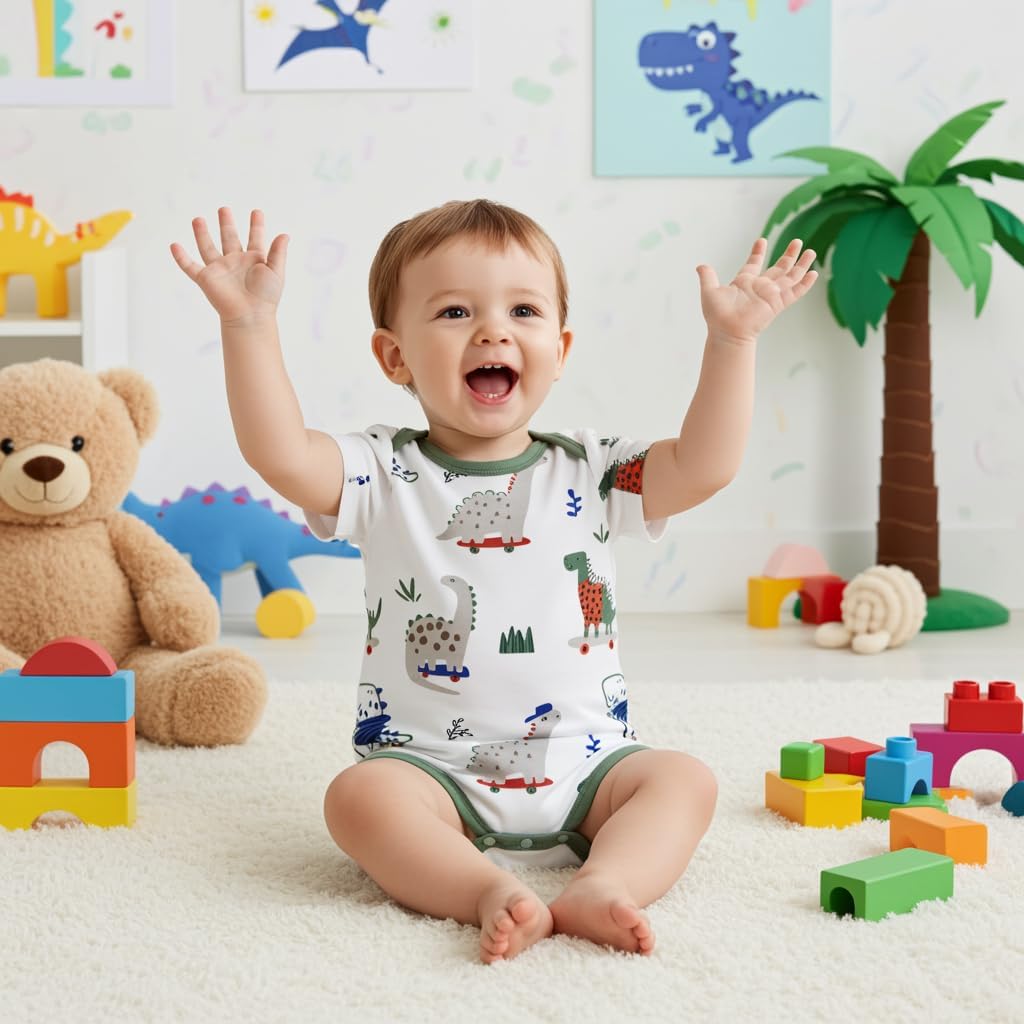 PATPAT Baby Bodysuits Supersoft Bamboo Viscose - Short Sleeve Boys and Girls - Newborn Infant