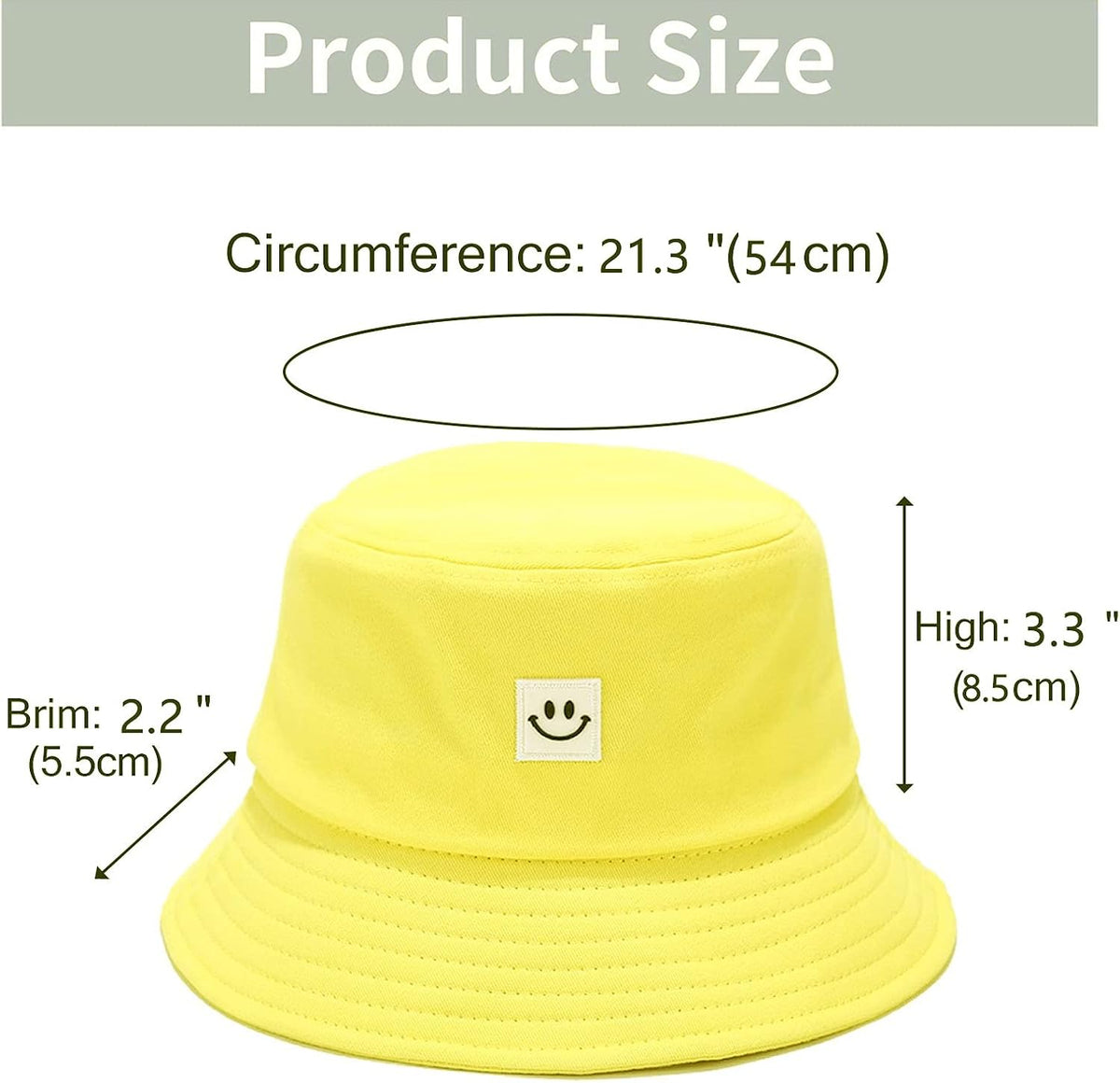Kids Sun Hat Smile Face Bucket Hat for Girls Boys Summer Sun Protection Cotton Unisex Beach Cap