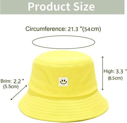 Kids Sun Hat Smile Face Bucket Hat for Girls Boys Summer Sun Protection Cotton Unisex Beach Cap