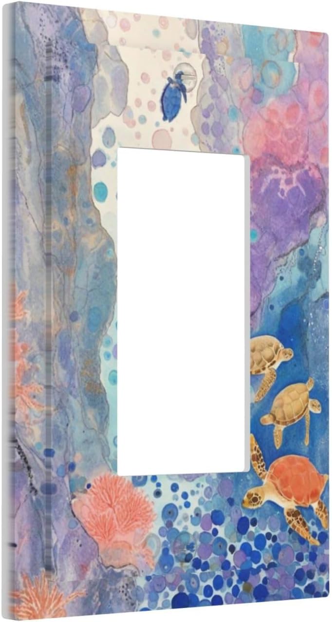 Turtle Coral Fish Watercolor Colorful Underwater World Decorative Outlet Covers 1 Gang Single