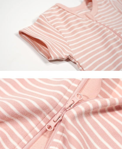 Teach Leanbh Toddler Baby Boys Girls 2-Pack Pajamas Cotton 2 Way Zipper Short Sleeve Footless