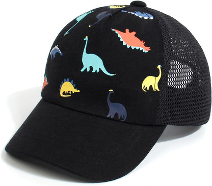 Duoyeree Toddler Baseball Cap Baby Cap Sun hat Print Dinosaur Pattern and Solid Color hat Kids boy