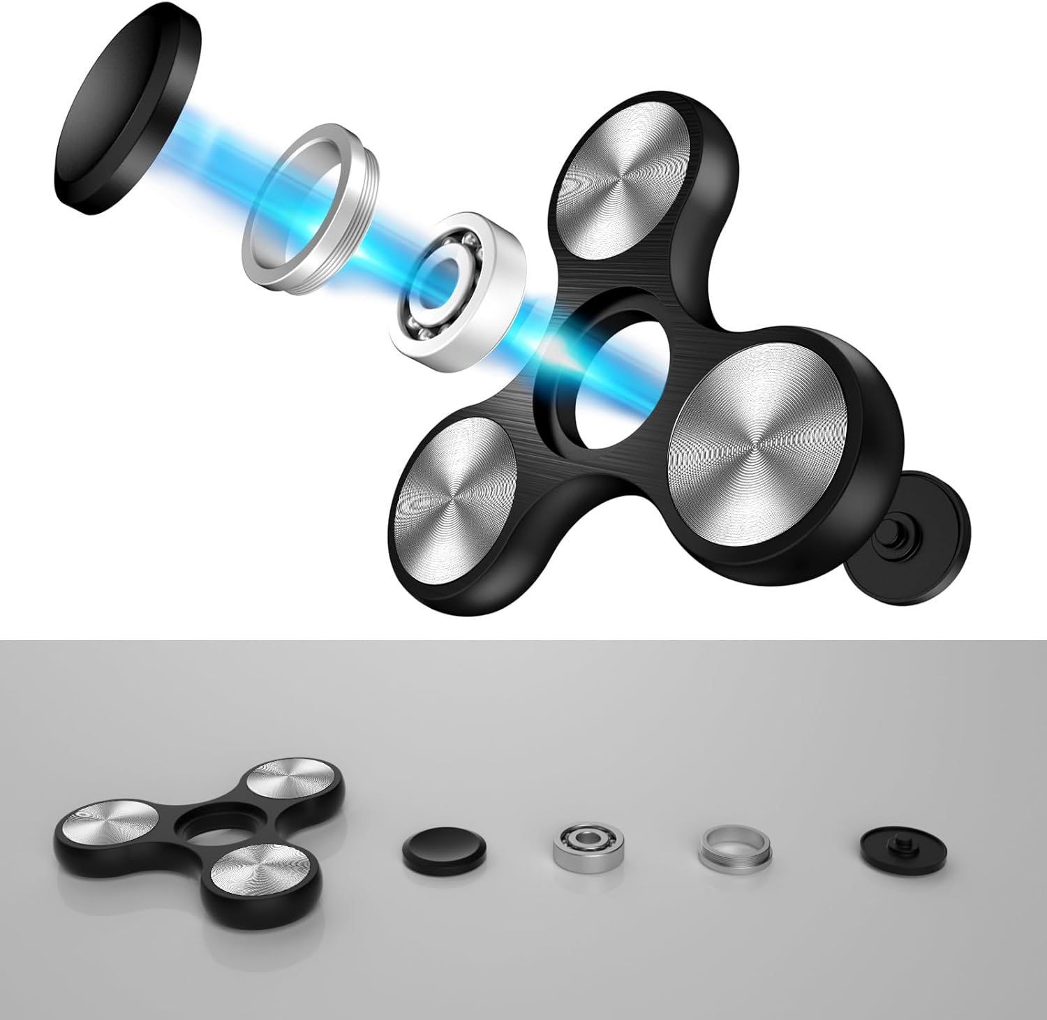 Fidget Spinners Toy, 3-8 Min Spins Time Stainless Steel Bearing Metal Fidget Spinner, EDC ADHD