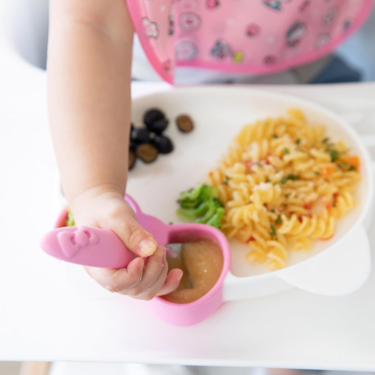 Bumkins Toddler Utensils, Kids Size Fork and Spoon Set, Silicone and Stainless-Steel Training