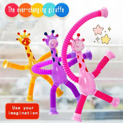 6PCS Telescopic Suction Cup Giraffe Toy,pop Tubes,Toys for Kids,Toddler Travel Toys,Toddler Sensory