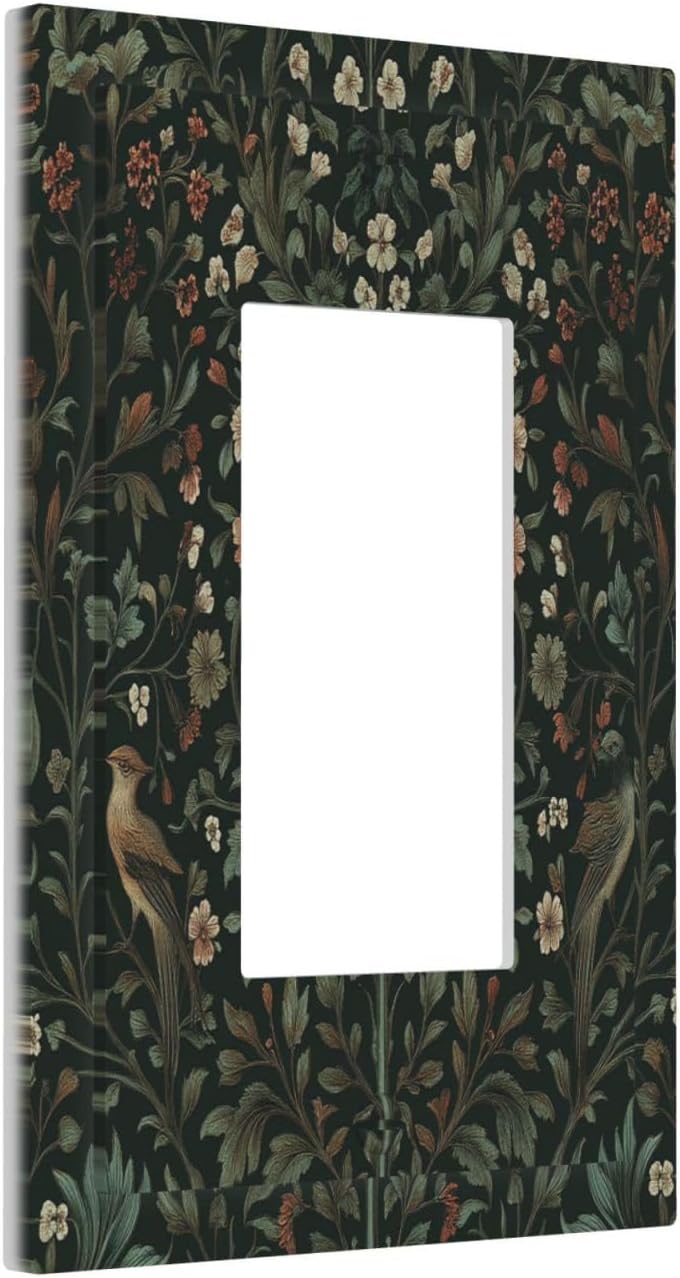 Decorative Outlet Covers Vintage Morris Colorful Flower Green Leaf 1 Gang Single Rocker Light