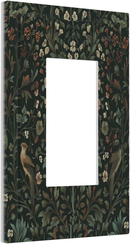 Decorative Outlet Covers Vintage Morris Colorful Flower Green Leaf 1 Gang Single Rocker Light