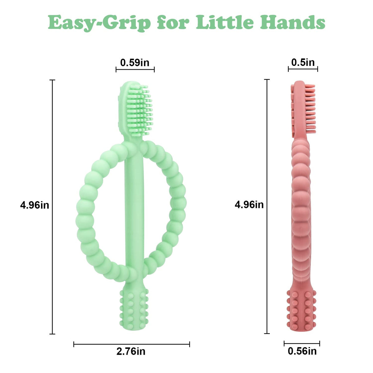 Baby Teething Toys with Easy-Hold Handle, Silicone Infant Toothbrush, Textured On Both Sides Helps