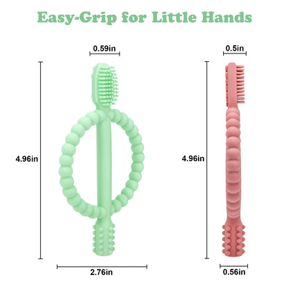 Baby Teething Toys with Easy-Hold Handle, Silicone Infant Toothbrush, Textured On Both Sides Helps
