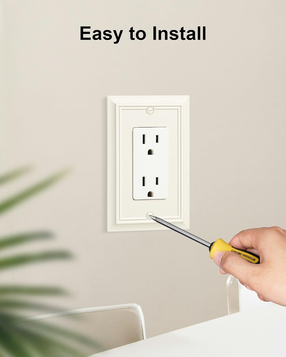 2-Pack Decorator Wall Plate Cover, Light Almond Decorative Switch Plates and Outlet Covers, Durable