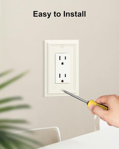 4-Pack Decorator Wall Plate Cover, Light Almond Decorative Switch Plates and Outlet Covers, Durable