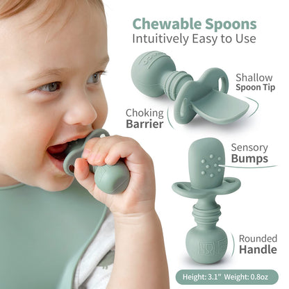 SAMiGO Silicone Baby Feeding Set, Baby Led Weaning Supplies, Suction Bowl Plate Bib Cup Self