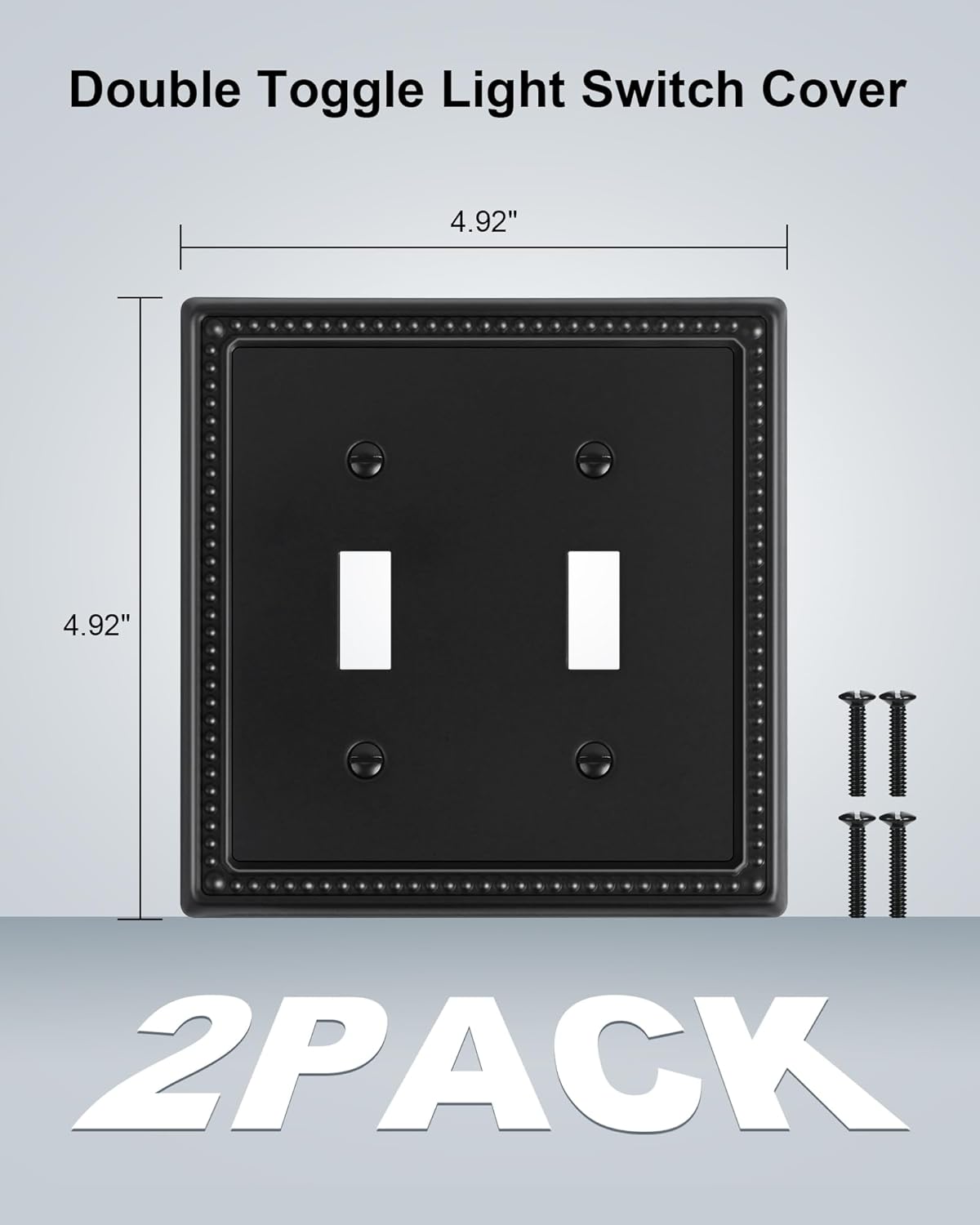 2-Pack Double Toggle Light Switch Cover Plate, Black Pearls Decorative Dual Switch Plate Covers, 2