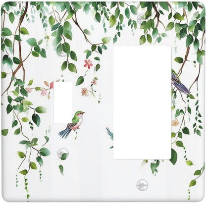 Outlet Covers Green Leaves Bird Eucalyptus Sage Plant 1 Toggle 1 Rocker Combination Decorative Wall