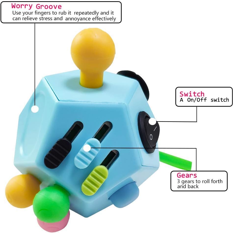 12 Sided Finger Cube Toys, Fidget Toys Relief Stress, Autism and Anxiety Depression for Kids Adults