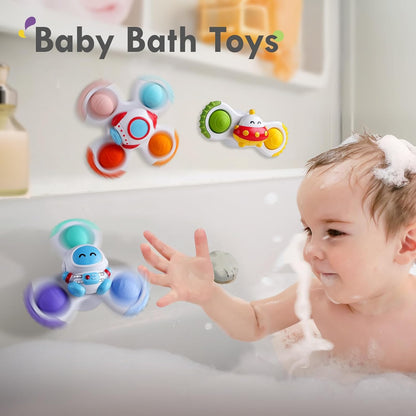 ALASOU 3PCS Pop Suction Cup Spinner Toys for 1 Year Old Boy Girl|Novelty Spinning Tops Toddler Toys