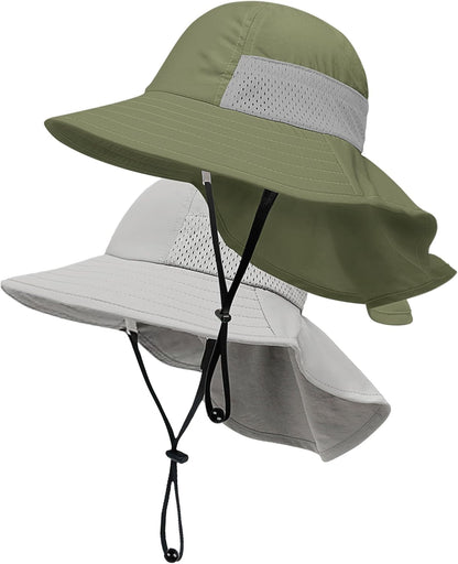Toddler Baby Sun Hat Kids Summer UPF 50+ for Boys Girls Adjustable Beach Hats with Bucket Wide Brim