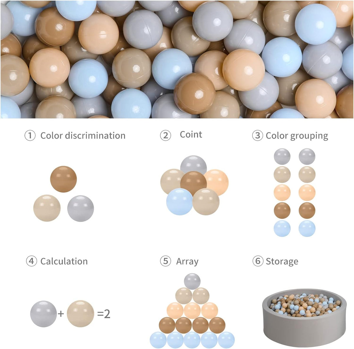 GOGOSO Ball Pits Balls for Toddlers Pack of 50 100 200 Plastics Shape Ball Non-Phthalate Non-BPA