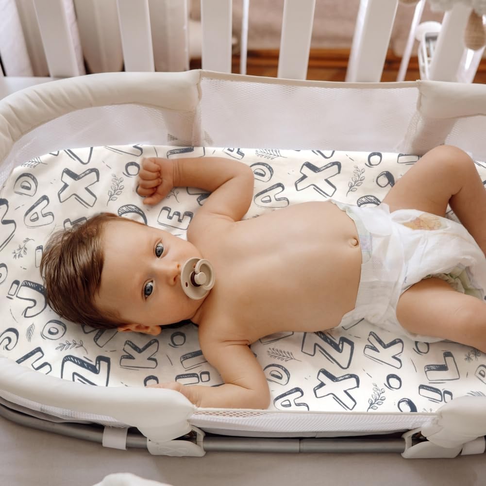 4 Pack Breathable Bassinet Sheets for Baby Boys Neutral Unisex Soft Bassinet Fitted Sheets for