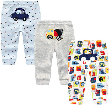 Unisex Newborn Baby Cotton 4-Pack Pants Embroidery Pringting Casual Leggings 0-24 Months for Boys