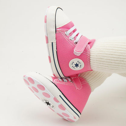 Unisex Baby Girls Boys Canvas High-top Shoes, Newborn Infant Anti-Slip Soft Sole Frist Walking