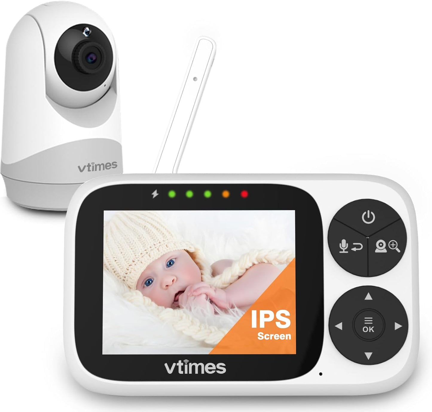 Baby Monitor with Camera and Audio, 3.2" IPS Screen Video Baby Monitor No WiFi Night Vision