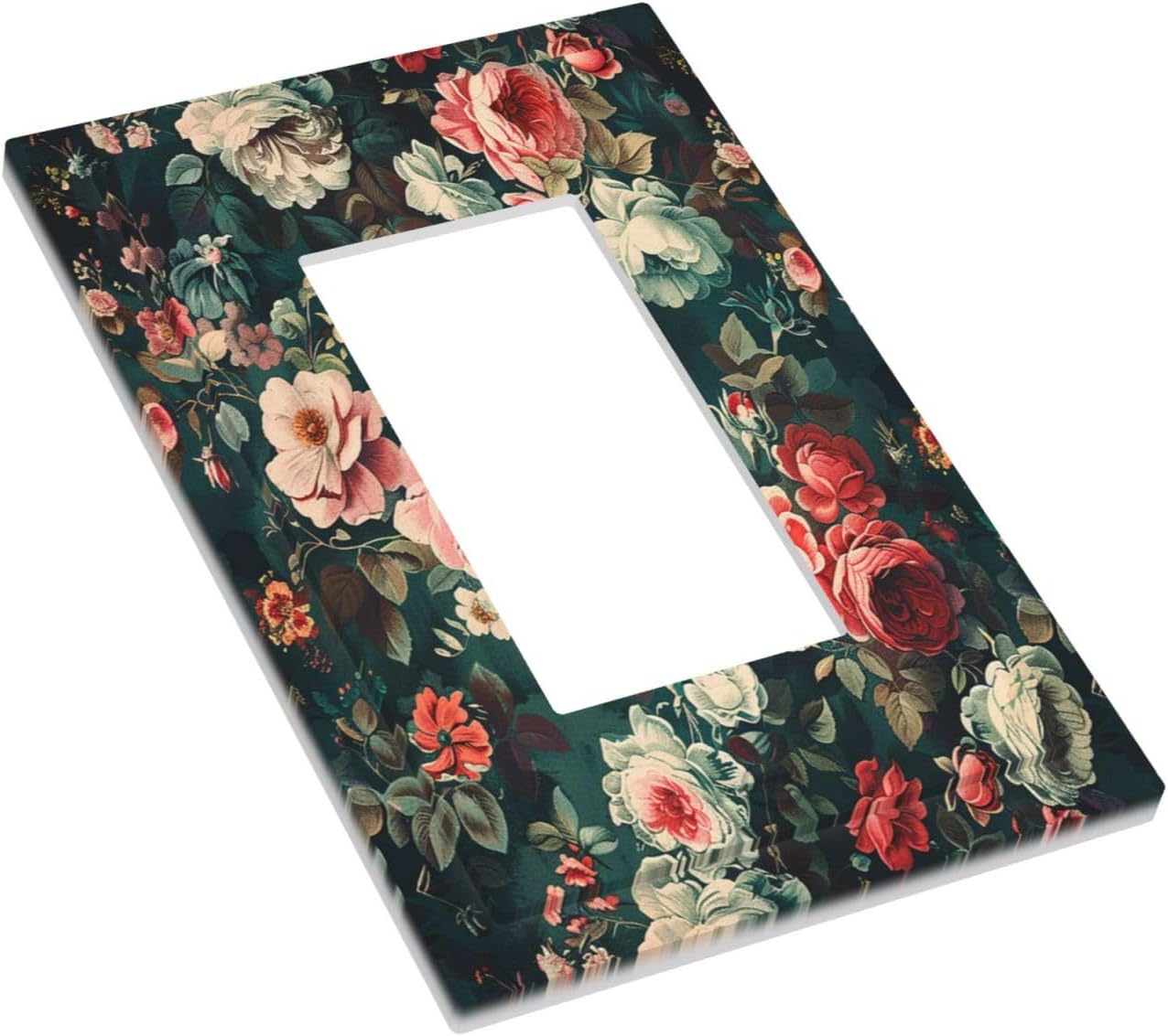 Decorative Outlet Covers Baroque Vintage Peony Flower Floral 1 Gang Single Rocker Light Switch