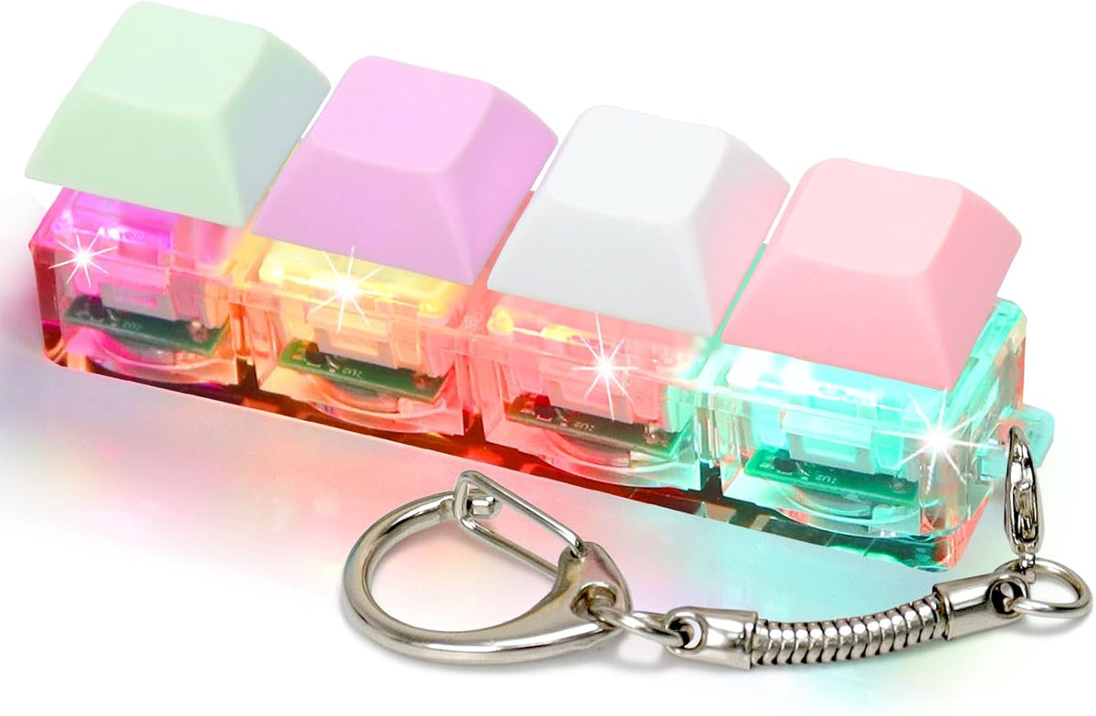 Keyboard Fidget Toys for Adults Keyboard Clicker with LED Light Keychain Fidget Sensory Fun Toys