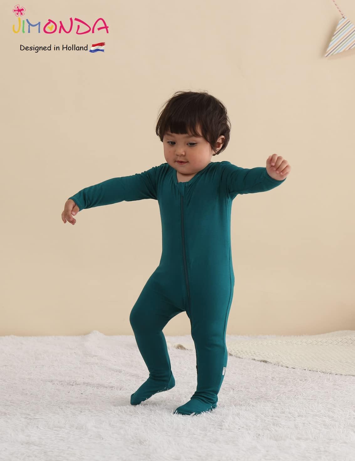 Jimonda Baby Romper Boys Girls Bamboo Pajamas 2-Way Zipper Footed Unisex Zip-Up Sleepers Sleep and